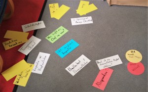 Moderationskarten auf dem Fußboden.